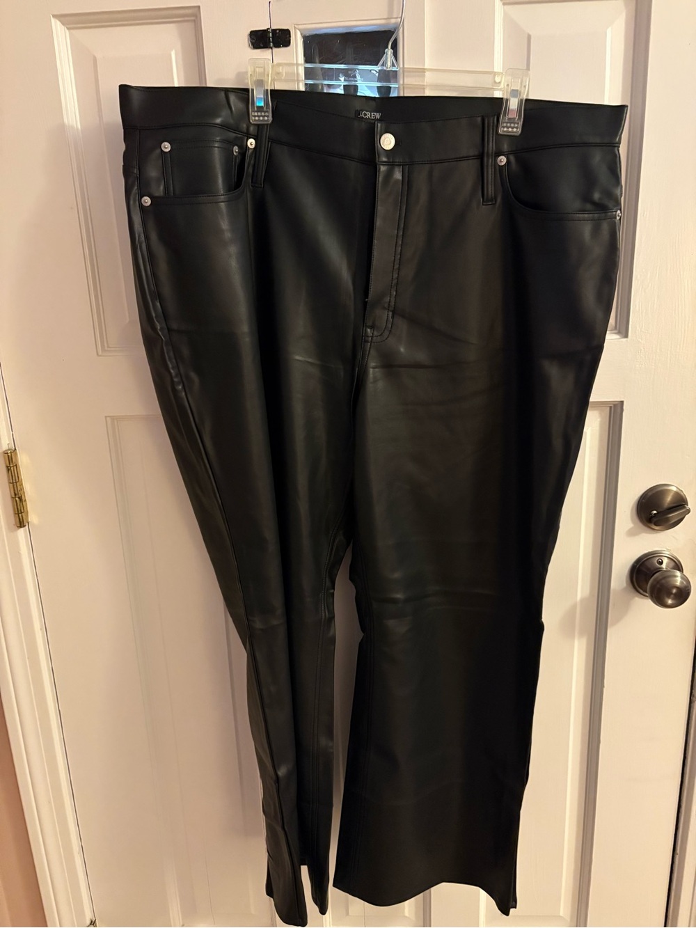 J. Crew Black Slim wide leg pant in faux leather